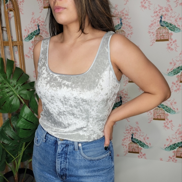Victoria's Secret Tops - Victoria's Secret Vintage Velvet Crushed Tank Top Gray Medium Classic